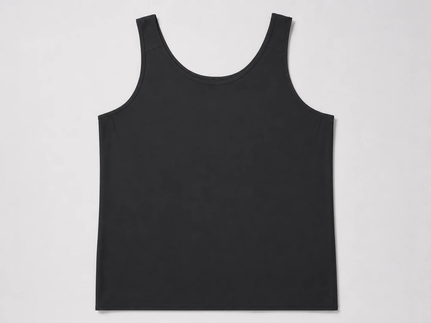 Flat lay of the Quietfit Big & Tall Builds compression tank showing the wider cut and single flat compression panel